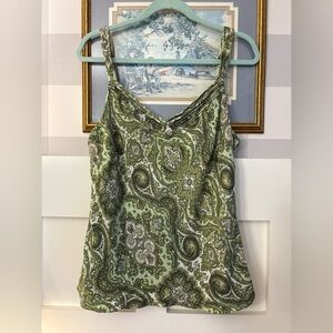 Vintage Silk Ann Taylor Green Paisley Women's Top Size 14